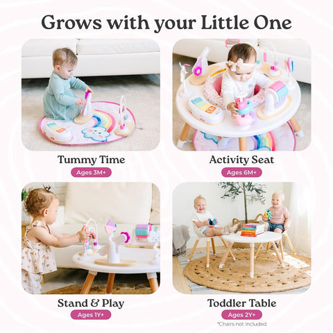 Little Acorn, 4-in-1 Baby Activity Center | Montessori-Inspired Design | 8 Interactive Toys | Tummy Time, Exersaucer & Toddler Table | Shower Gift | Must Have for 3, 6, 12 Month Old (Rainbow)