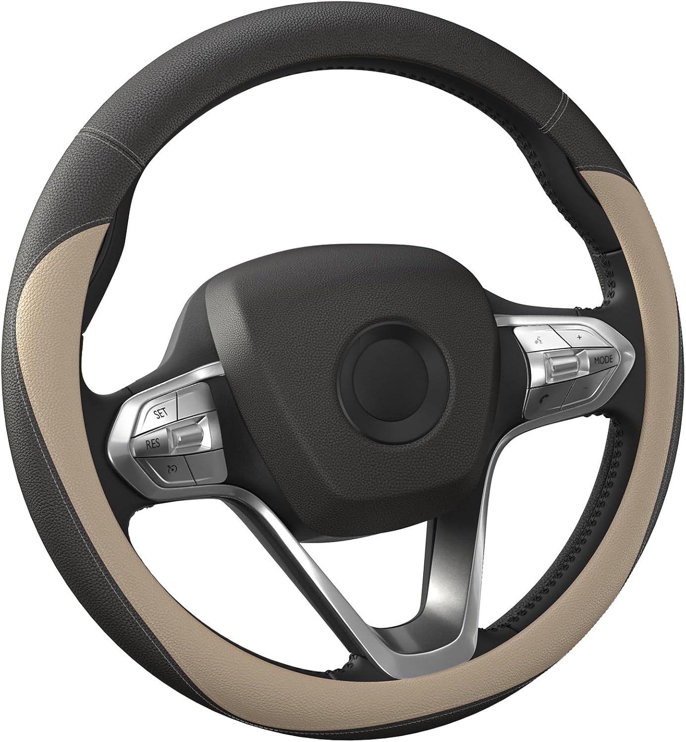 HOTOR Car Leather Steering Wheel Cover, Universal 14.5"-15", Gray