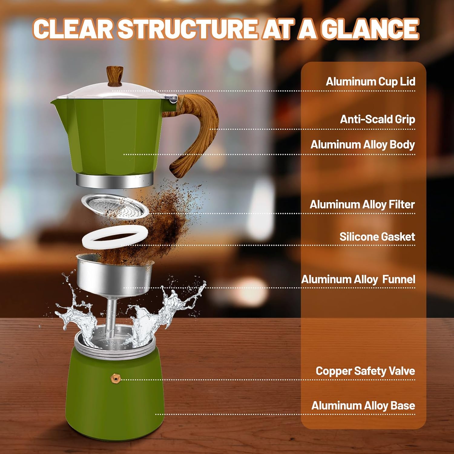 9 Cup Aluminum Espresso Stovetop Moka Pot Express Coffee Maker Percolator Italian Classic Mocha Coffee Machine for Italian and Cuban Cafe Brewing for Home & Camping 450ml 15oz