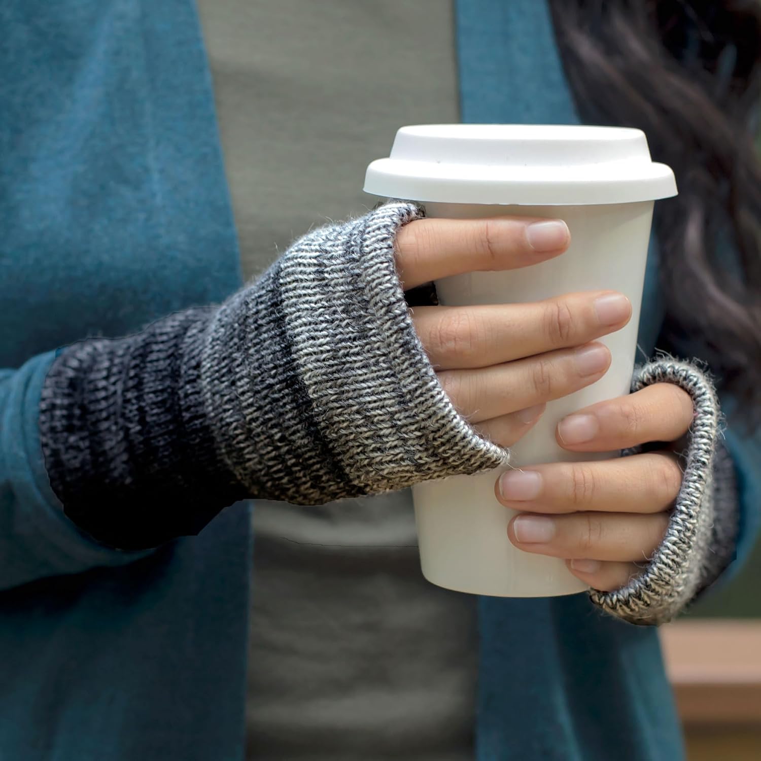 GreaterGood Alpaca Fingerless Mittens Gloves 100% Super Soft Alpaca Wool Handmade Fair Trade Typing Texting Gloves