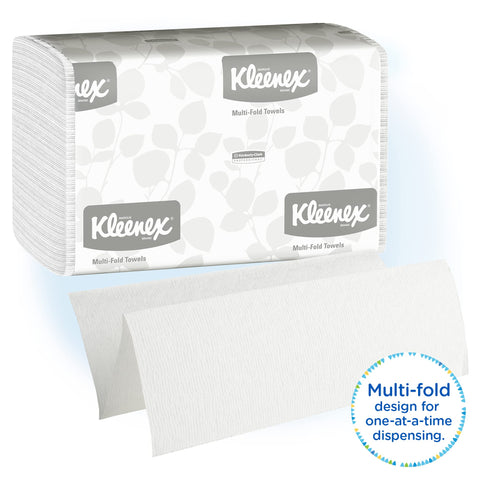 Kleenex® Multi-Fold 1-Ply Hand Towels, 9-3/16" x 9-3/8", 150 Towels Per Sleeve, Case Of 16 Sleeves