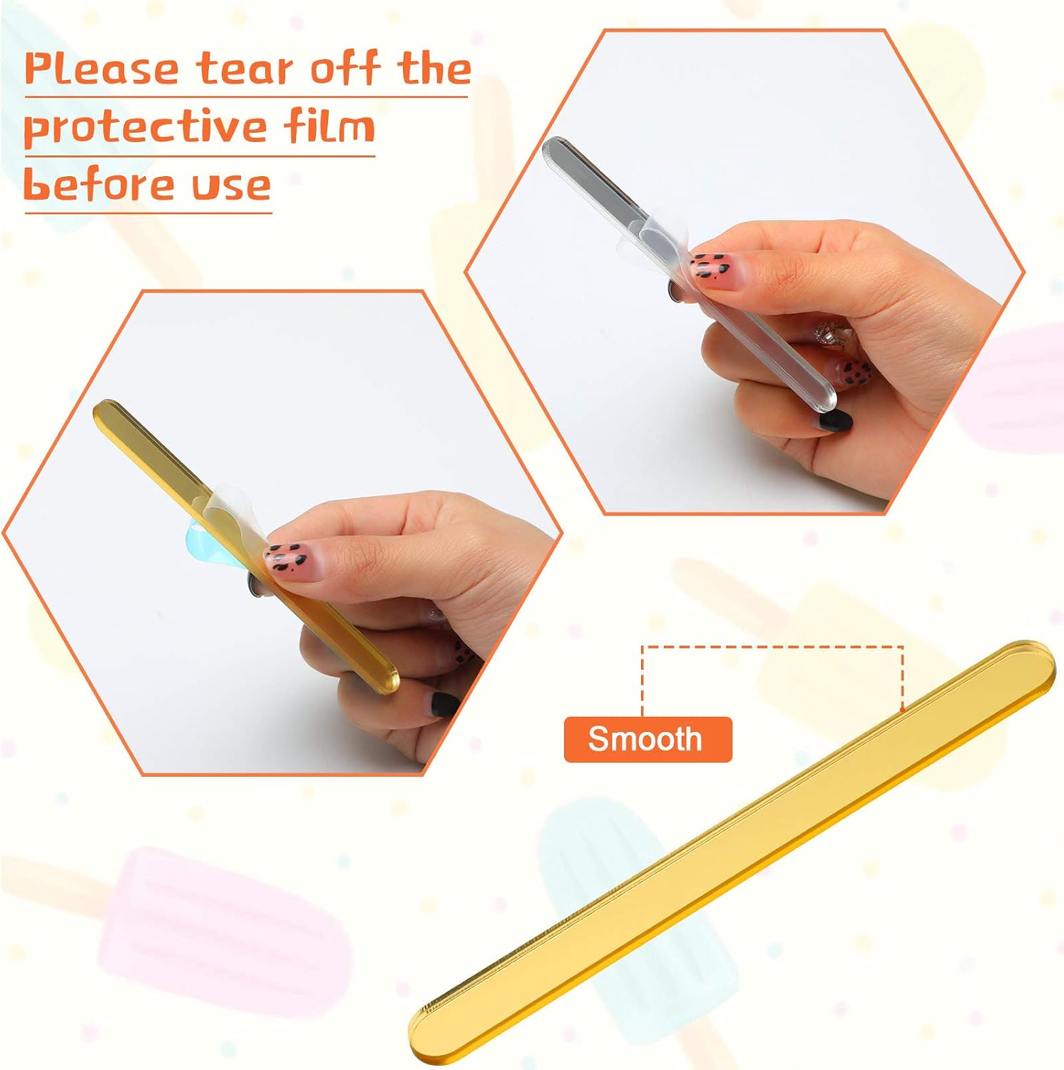 30 Pcs Reusable Acrylic Cakesicle Sticks, 4.5inch, Gold, Silver