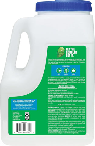 Green Gobbler, FOAMING Root Killer | Kills Tree Roots in Pipes & Sewer Lines | Contains No Copper Sulfate | Safe for Pipes and Septic - 4 USES, 10LBS