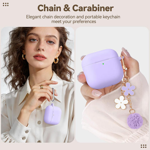 for AirPods 4 Case Cover 2024, Soft Silicone Protector-Purple