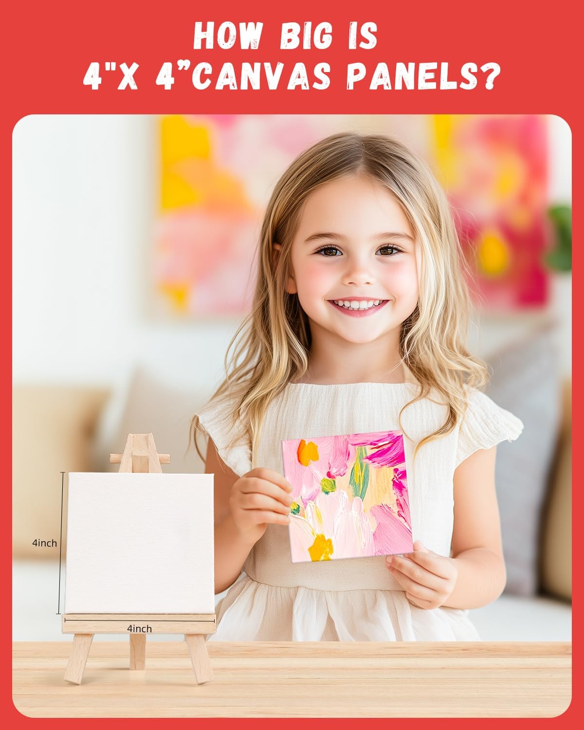 Simetufy 72 Pcs 4x4inch Mini Canvas Boards for Painting, Square Art Panels