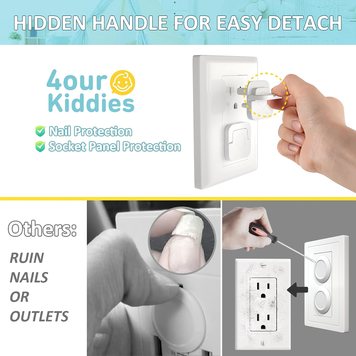4our Kiddies Baby-Proof Outlet Covers(60 Pack) - Child Safety Electric Plug Protectors to Prevent Power Shock