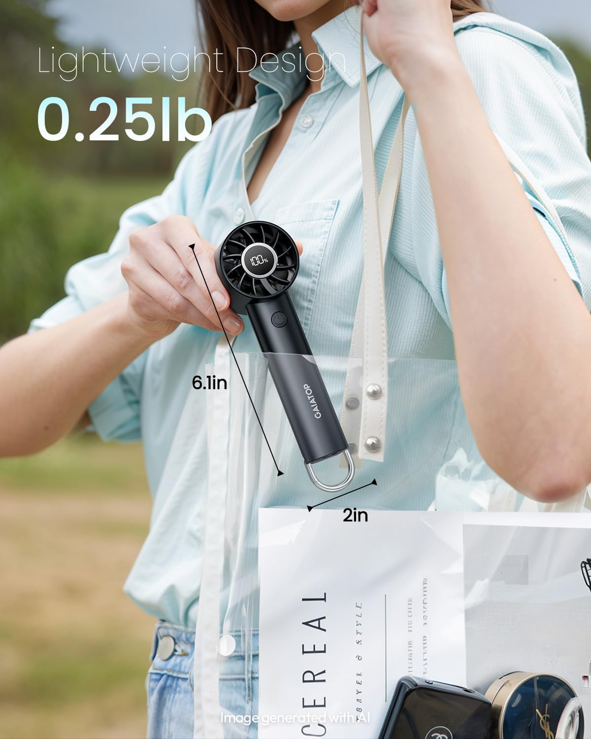 Gaiatop Portable Mini Fan, 3 Speed USB Rechargeable Handheld Fan with Light
