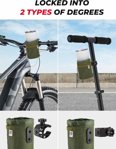 KEMIMOTO Motorcycle Cup Holder, Oxford Fabric Motorcycle Drink Holder with 0.6"-1.5" Alligator Clamp, Universal Water Bottle Cup Accessories for Bike, ATV/UTV, Scooter, Boat, Walker, Army Green