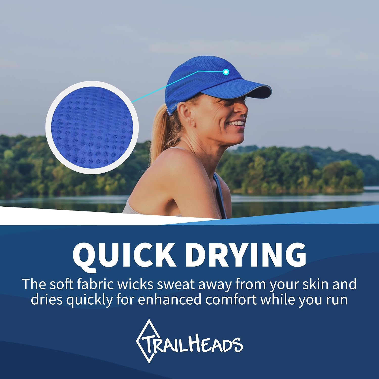 TrailHeads Women's Race Day Running Hat, Sports Cap with Reflective Trim