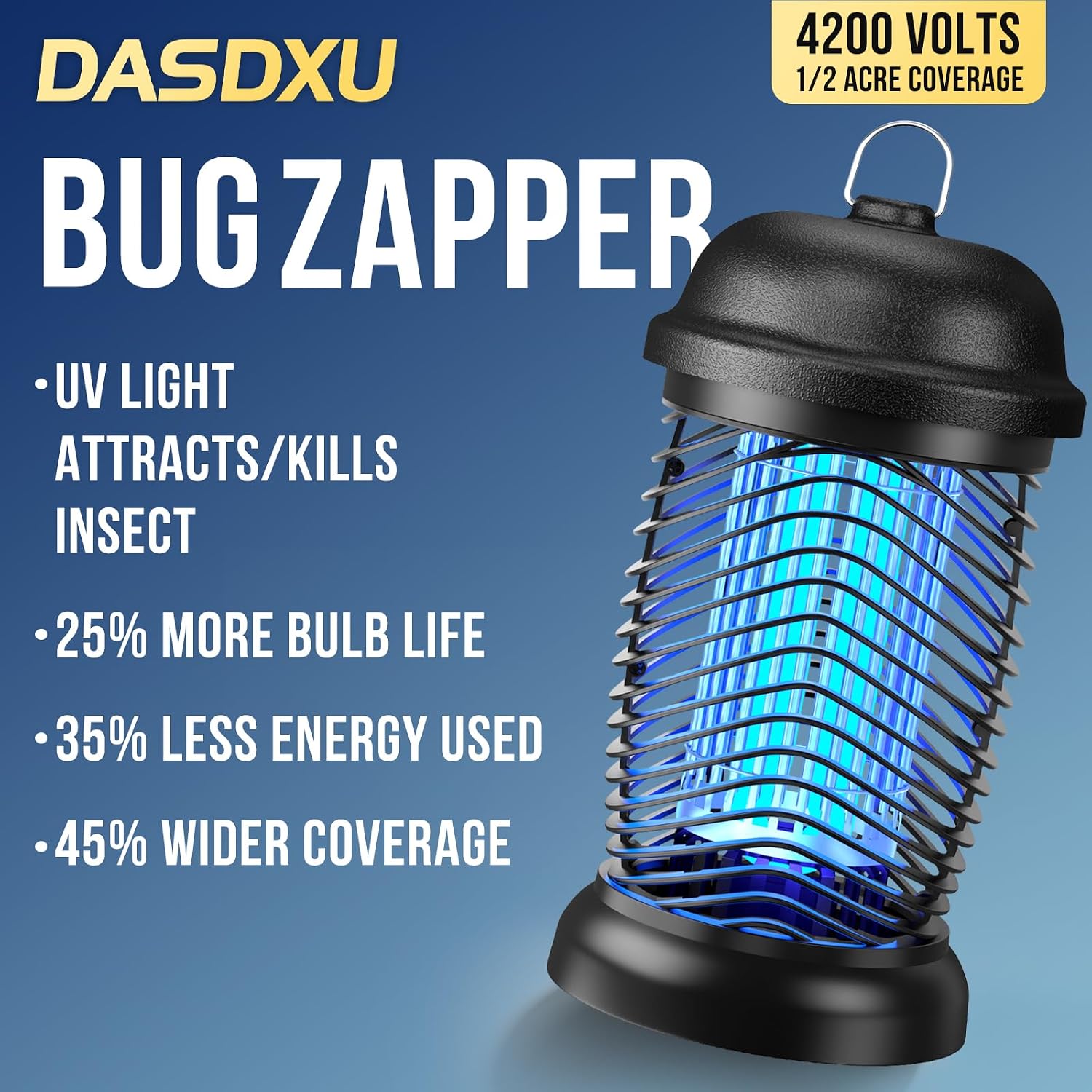 Upgraded Bug Zapper Outdoor, 4200V Electric Mosquito Zapper, Fly Zapper Indoor Fly Traps for Patio & Backyard, 1/2 Acre Coverage