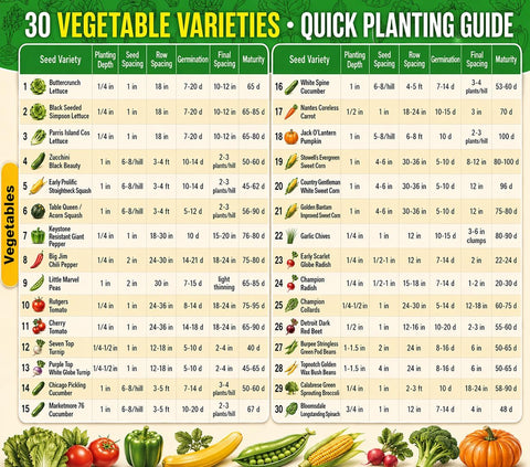 30 Packs of Deluxe Valley Greene Heirloom Vegetable Garden Seeds Non-GMO(Guaranteed 30 Different Varieties as Listed)