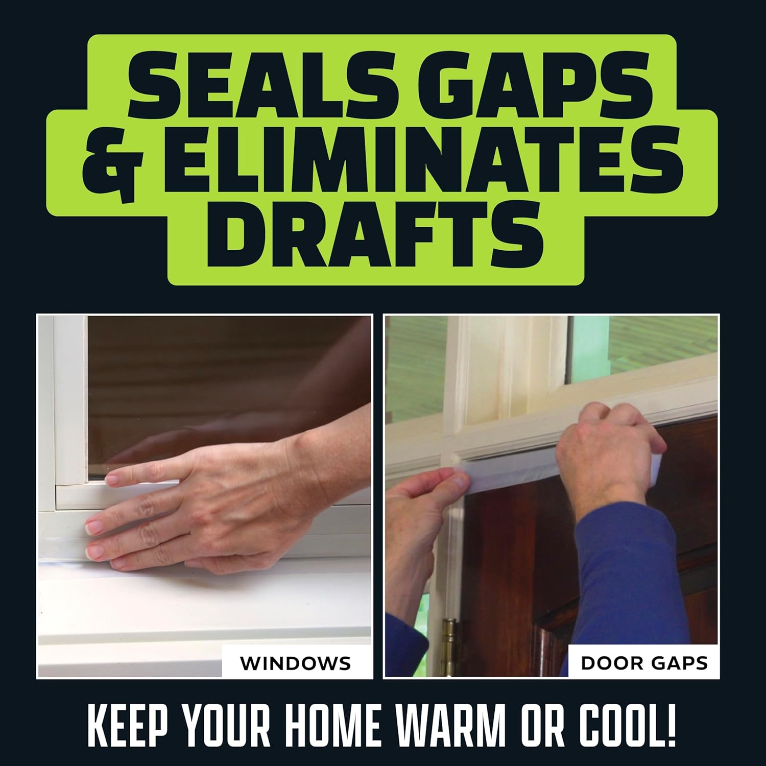 Alien Draft Seal Set of 49 Feet Anti-Draft Adhesive and Flexible Flap to Seal Gaps Around Doors and Windows As Seen On TV