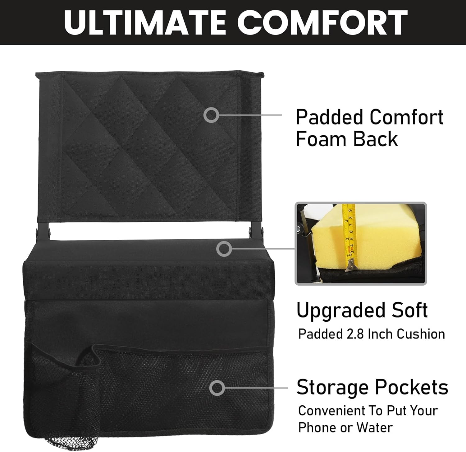 Sheenive Stadium Seats with Back Support, Padded Bleacher Seat Cushion