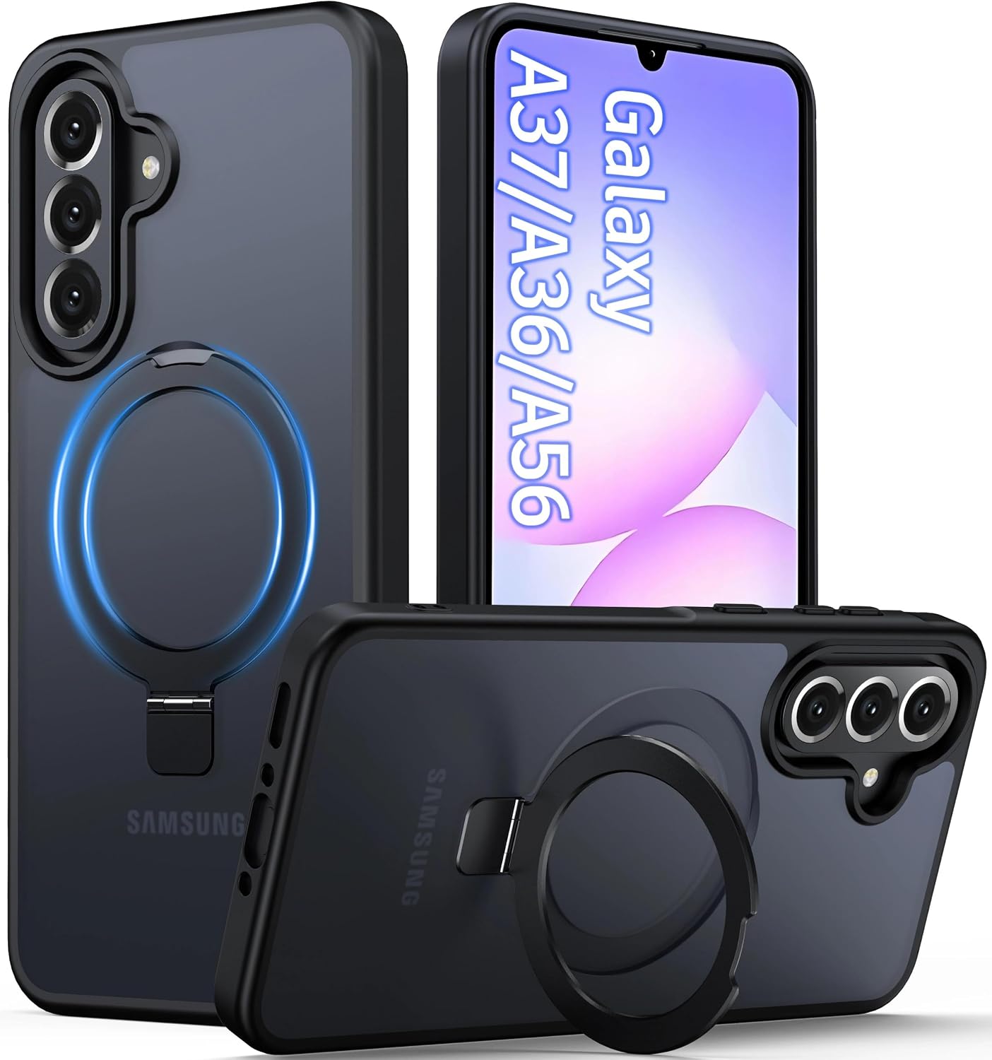 Oterkin Magnetic Case for Samsung Galaxy A37/A36/A56 5G with Stand, Black