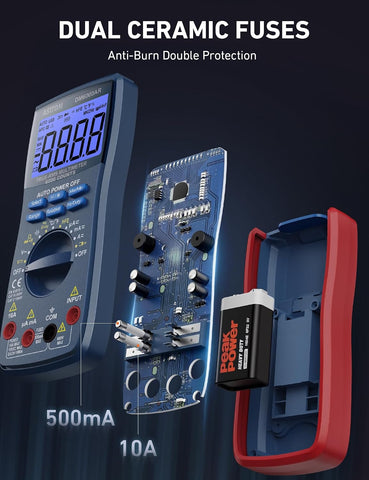 AstroAI Digital Multimeter, True RMS 6000 Counts Auto-Ranging Volt Meter for Automotive & Home Electrical Troubleshooting, AC/DC Voltage Current Resistance Continuity Capacitance Temperature Tester