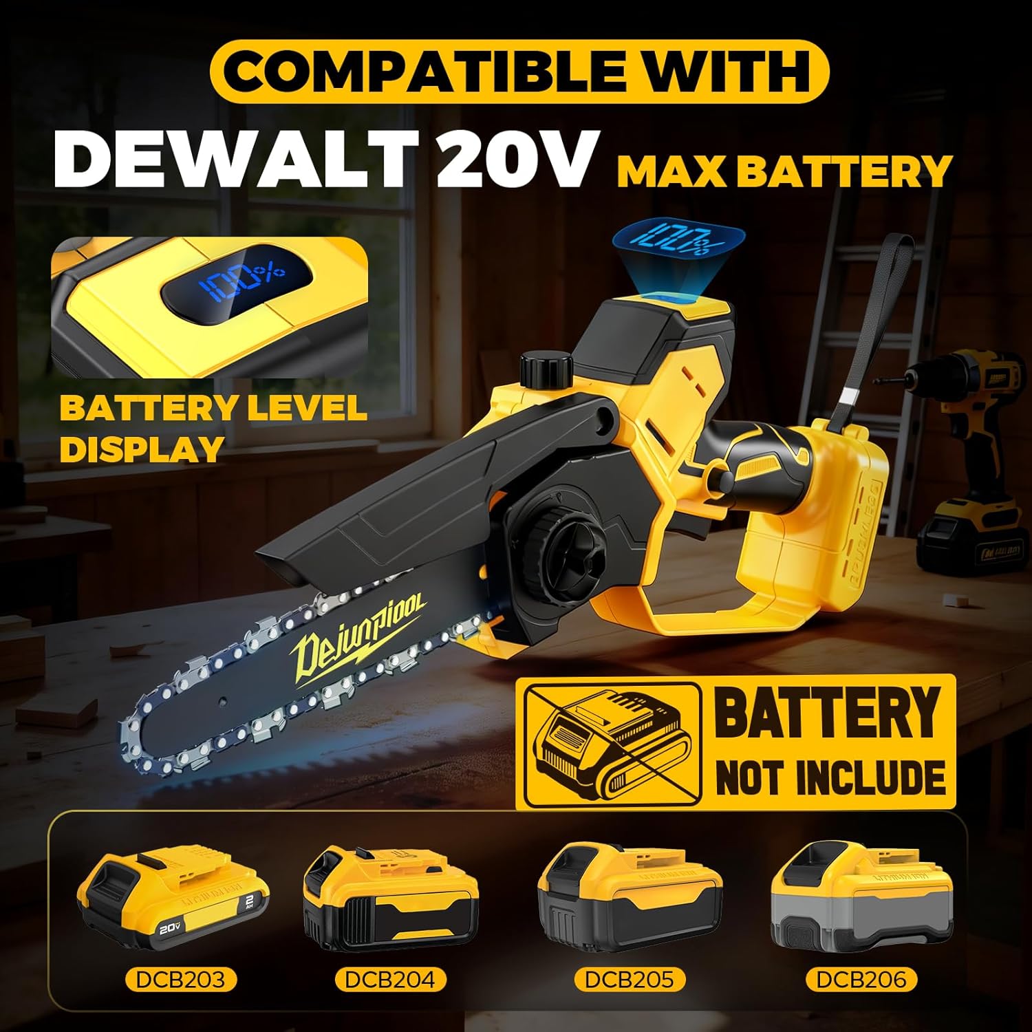 Cordless Mini Chainsaw Compatible with Dewalt 20V MAX Battery, 1200W 6 Inch & 8 Inch Small Electric Chainsaw Brushless, Auto Oiler, Handheld Pruning Tree Saw Gift for Men Husband Fathers (Tool Only)