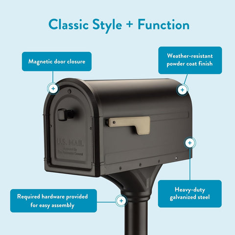 Architectural Mailboxes Roxbury Mailbox with Post, Rubbed Bronze, Large