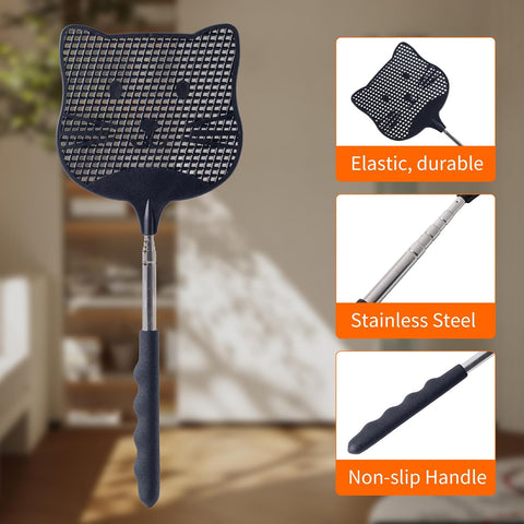 2pcs Extendable Fly Swatter, 25 inch Handle Indoors Flyswatters