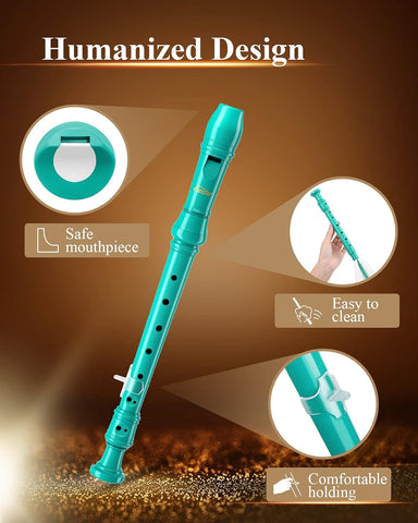 Eastar German C Soprano Recorder for Kids Beginner Kit, Sky Blue, ERS-21GSB