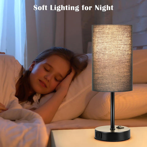 ZJOJO Black Table Lamp Set of 2, 13.8" Small Lamp for Bedroom Nightstand