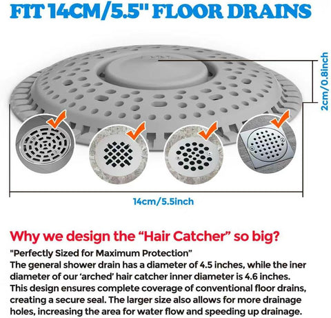 Zaa Shower Drain Hair Catcher Silicone Flat Floor Strainer Protector