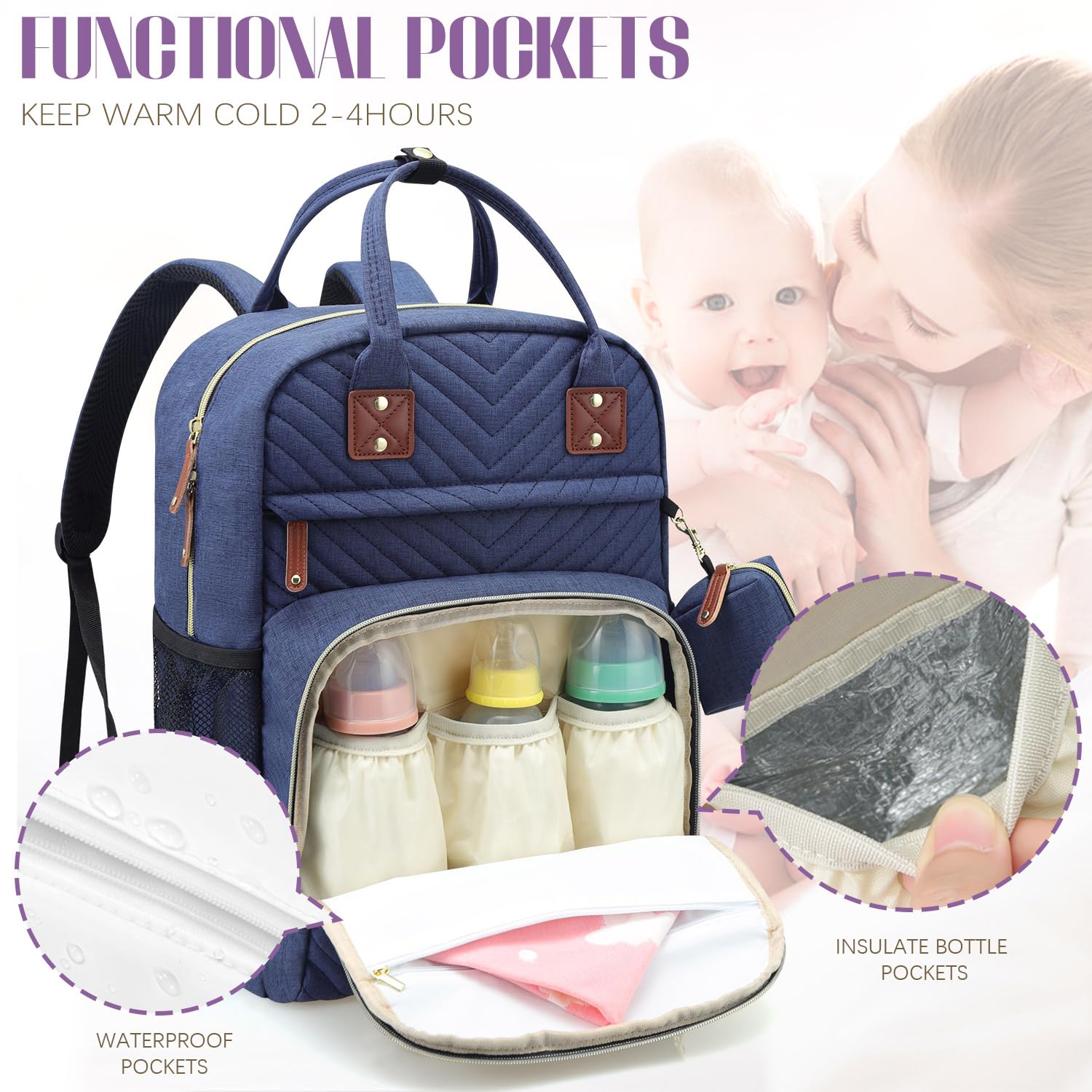 Tuwubi Diaper Bag Backpack, Baby Essentials Travel Tote Bag