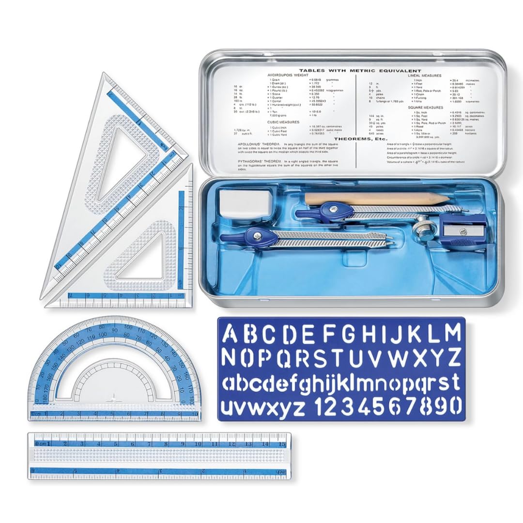 STAEDTLER 10-Piece Math Set with Metal Compass, 12 Pack