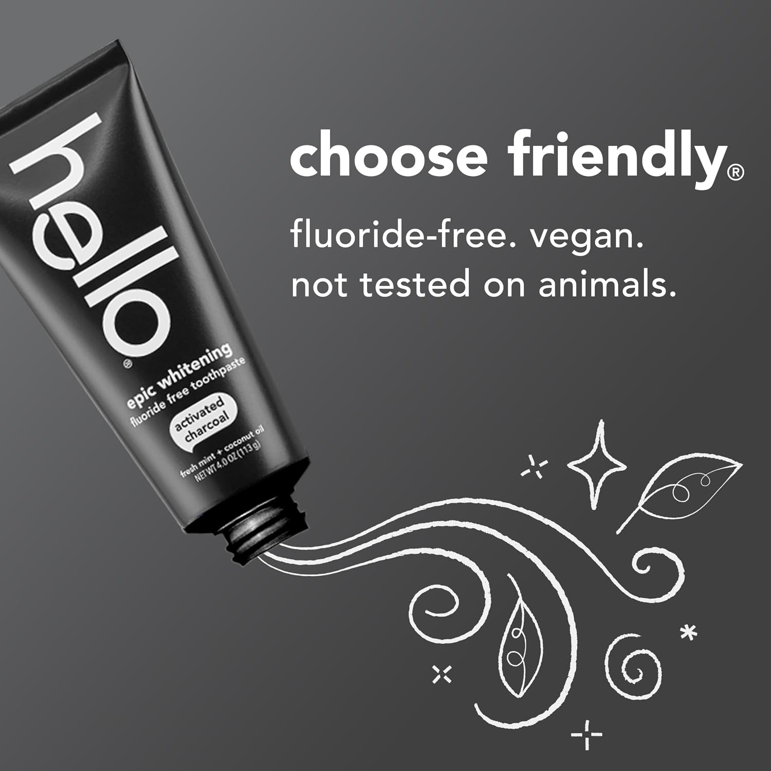 hello Epic Whitening Activated Charcoal Fluoride Free Toothpaste, 3Pk, 4 oz