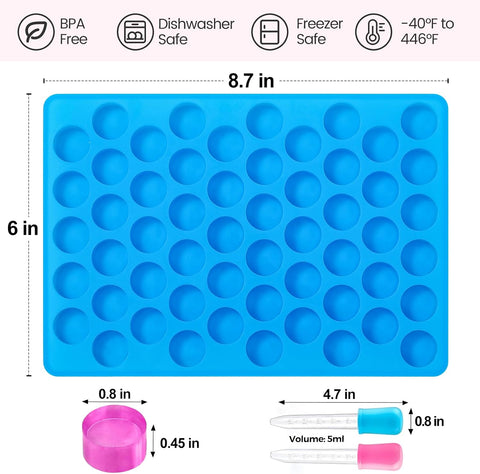 4 PCS Silicone Gummy Candy Molds, 55 Cavities Non-Stick Round Molds