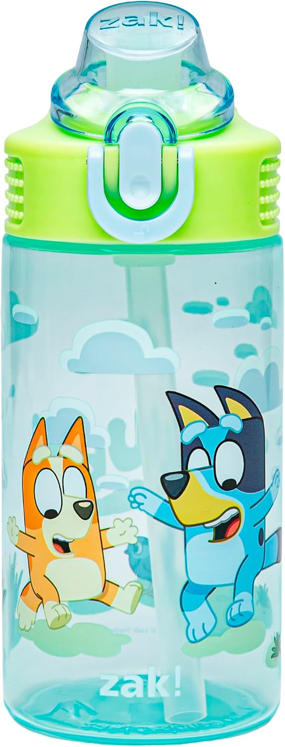 Zak Designs Bluey Sage 16oz Leak-Proof Straw Kids Water Bottle