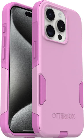 OtterBox iPhone 15 Pro (Only) Commuter Series Case - Run Wildflower (Pink), Slim & Tough, Pocket-Friendly, with Port Protection