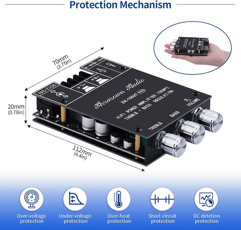 ZK-1002T RPO 2.0 Channel Bluetooth 5.0 Amplifier Board 200W AMP