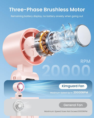 Handheld Portable Turbo Fan with Ice Cooler, Speed (1-199) 5500mAh Rechargeable Personal Fan,[20H Cooling Time] Mini Yet Powerful [20000 RPM] Small Pocket Fans for Travel/Outdoor/Home/Office, Pink