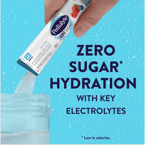 Pedialyte Electrolyte Drink Mix With Zero Sugar | Hydration With Key Electrolytes | Great Hydration Low in Calories | Berry Frost, 8 Powder Packets