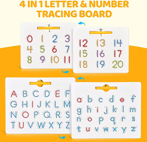 GAMENOTE Magnetic Letter Number Board Double Sided, ABC 123 Tracing Set