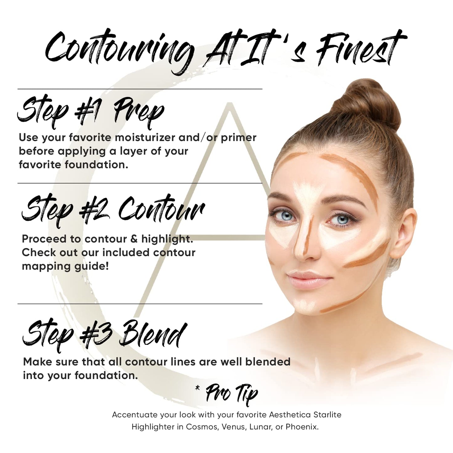 Aesthetica Cosmetics Cream Contour and Highlighting Makeup Kit - Contouring Foundation/Concealer Palette - Vegan & Cruelty Free - Step-by-Step Instructions Included