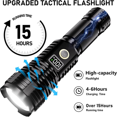 Rechargeable Flashlights High Lumens, 100000LM LED Super Bright Flash Light
