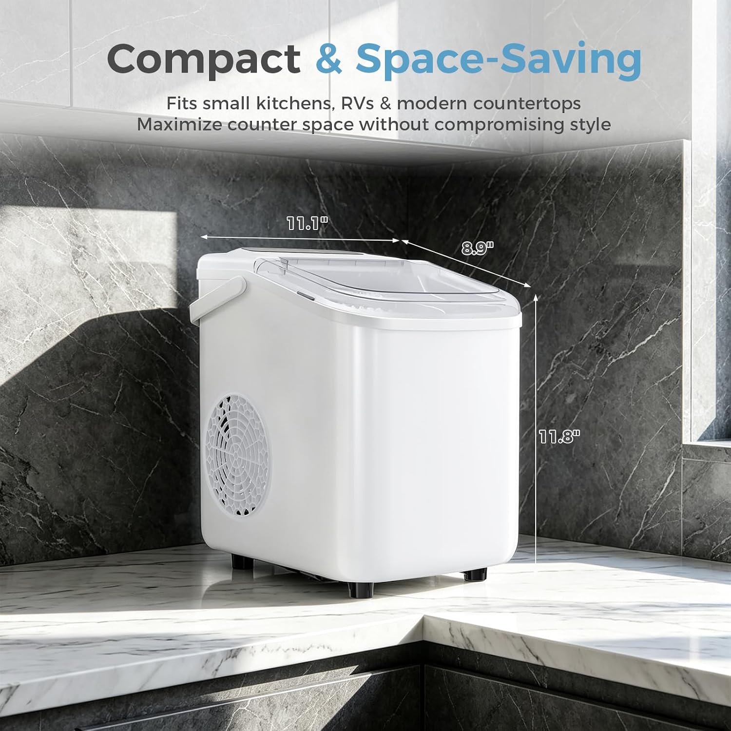 Countertop Ice Maker, Portable Ice Machine with Carry Handle