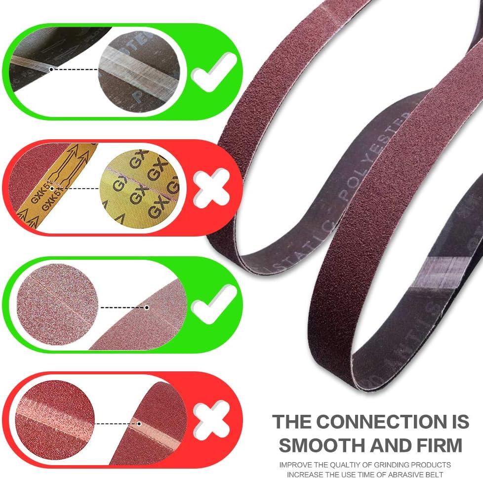 1x30 1 x 30 inch Sanding Belt Pack 1-Inch x 30-Inch,12 Pcs(4 Each of 80 120 150 Grits) Aluminum Oxide for Sander