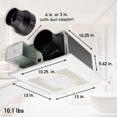Panasonic FV-0511VFL1 WhisperFit Bath Fan + Light, 50-80-110 CFM