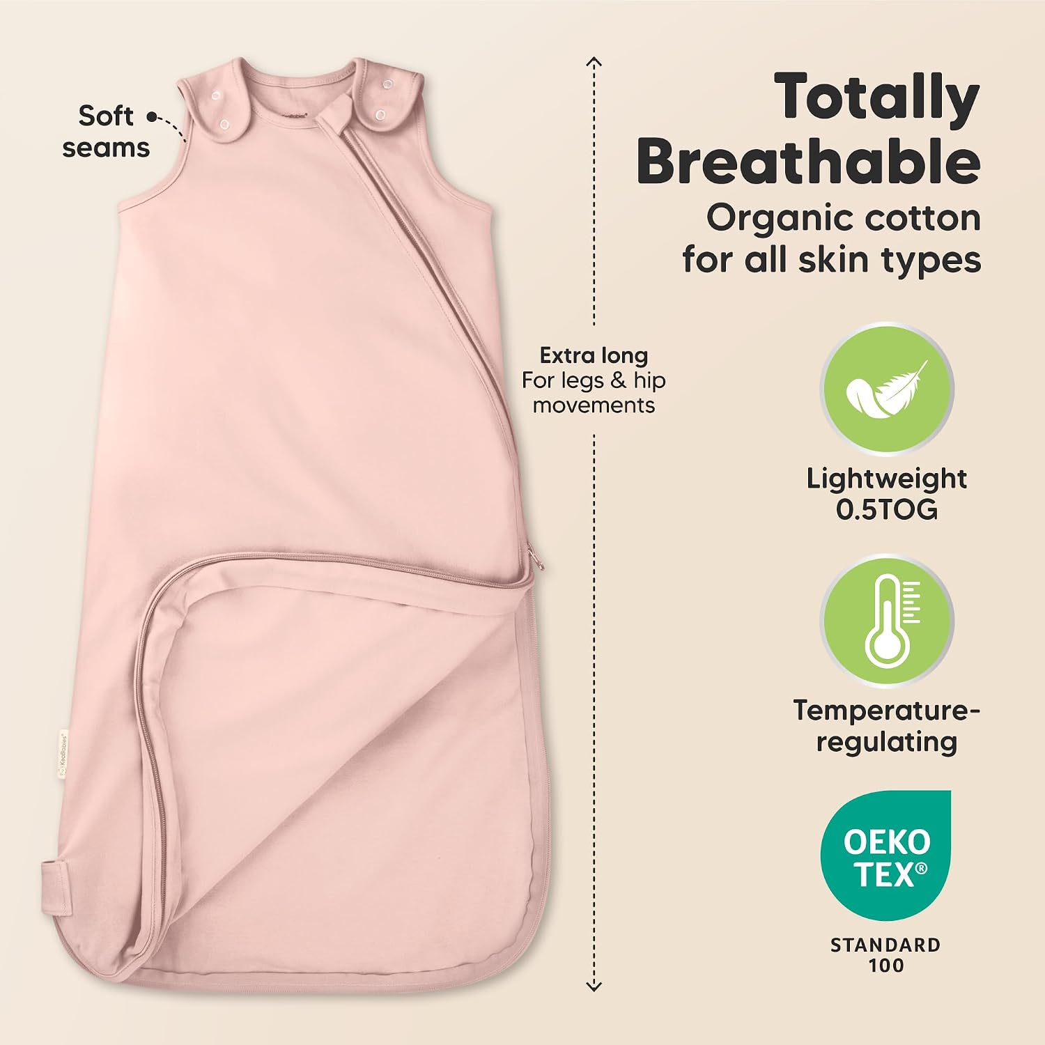 2-Pack Organic Baby Sleep Sacks, 100% Cotton 0.5TOG (Butterflies, 6-18M)