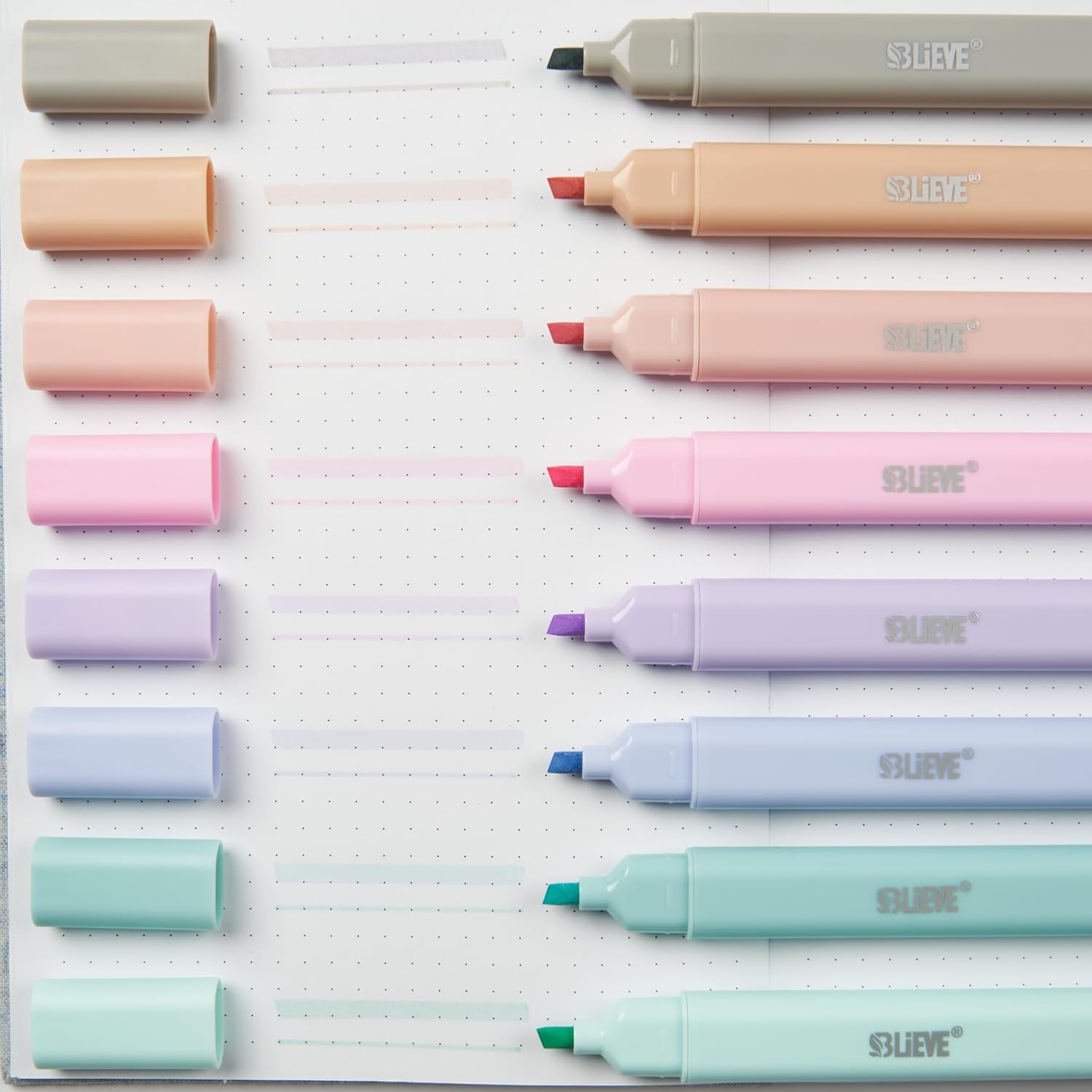 BLIEVE Bible Highlighters No Bleed Through, Pastel Colors, Dual Tip, 8 Pack