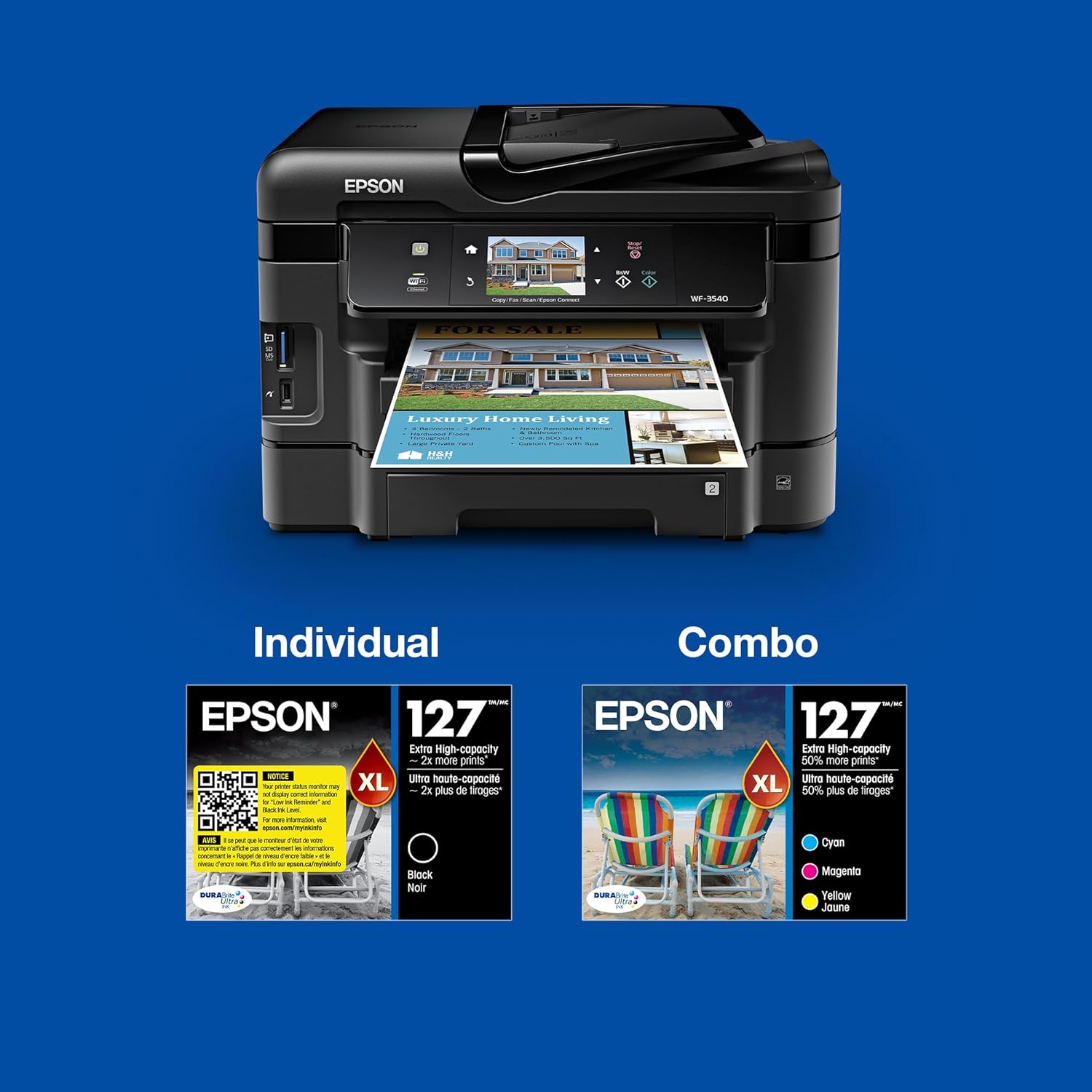 Epson T127120-BCS DURABrite Ultra Black & Color Combo Pack Extra High Capacity Cartridge Ink