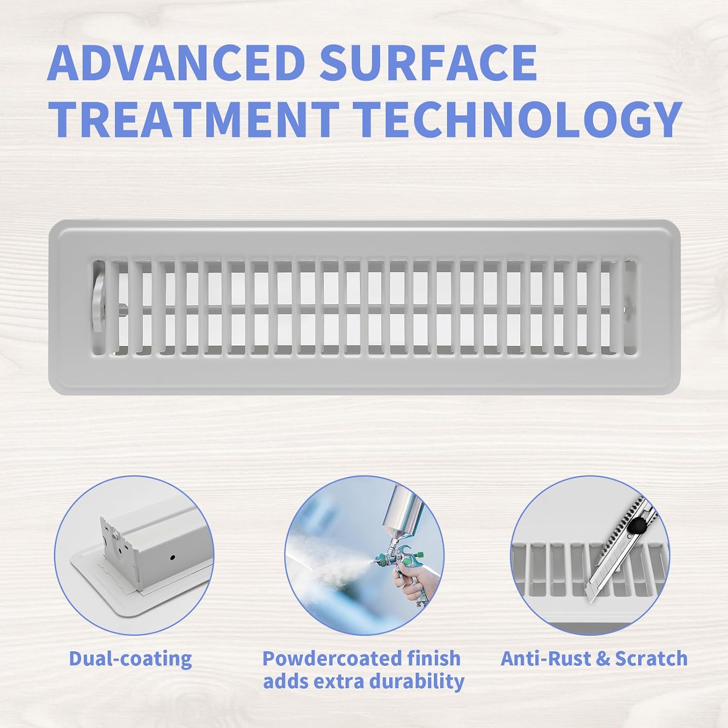 Howeall 2 Pack Floor Register 2" x 12" Inch Heavy Duty Floor Vents, Metal Heat Air Vent Covers Rust Proof Finish Floor Vent Covers for Home Heater Floor Registers Grilles & Vents (White)