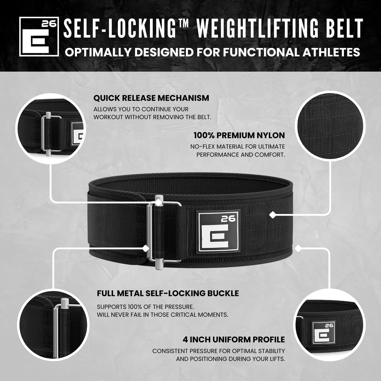 Element 26 Self-Locking Weight Lifting Belt