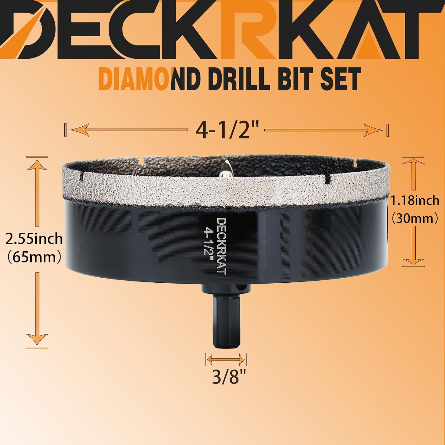 4-1/2 inch Diamond Hole-Saw Bits with Pilot Drill Bit -4-1/2" Diamond Tipped Tile Hole Saws with Guiding Bit Accurate Drilling for Porcelain Tile Ceramic Pottery Granite Stone Glass Bottles 115mm.