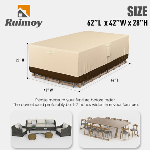 Patio Furniture Covers, Outdoor Furniture Cover Waterproof, General Purpose, Outside Table and Chair Covers, Heavy Duty 600D (62 Inch L x 42 Inch W x 28 Inch H)-Brown