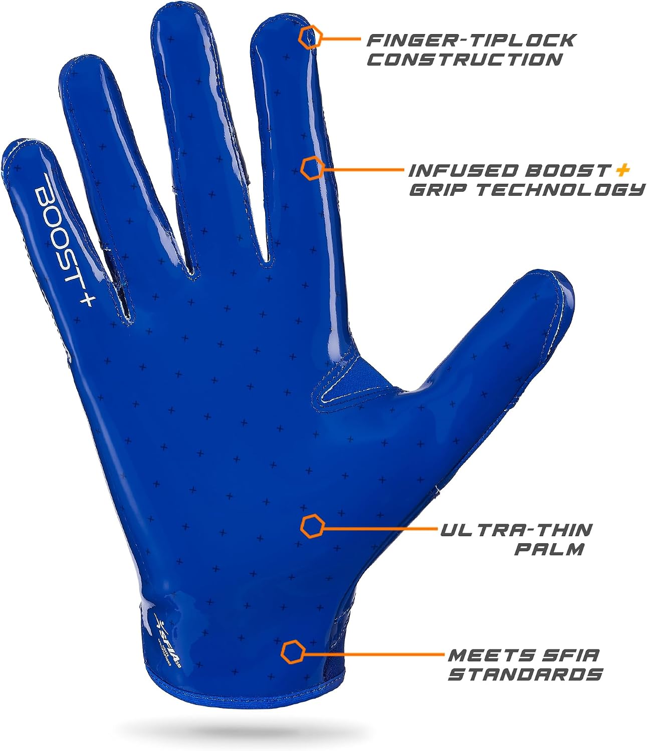 Grip Boost Football Gloves - Solid Stealth 6.0 Boost Plus Sticky Technology - Adult and Youth Football Gloves for Wide Receiver - Men's and Boys Sizes