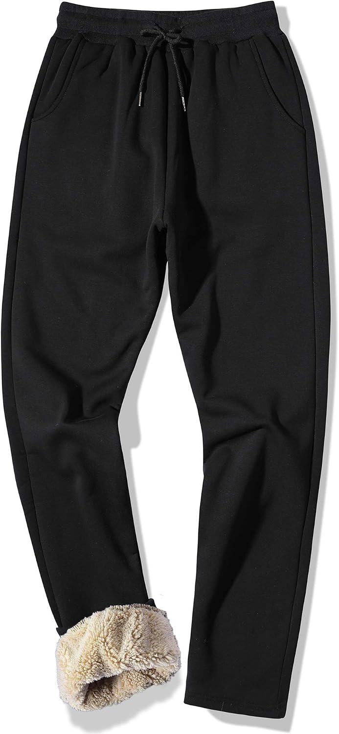 MACHLAB Men's Thermal Fleece Jogger Pants Sherpa Lined Sweatpants Winter Warm Thick Track Pants