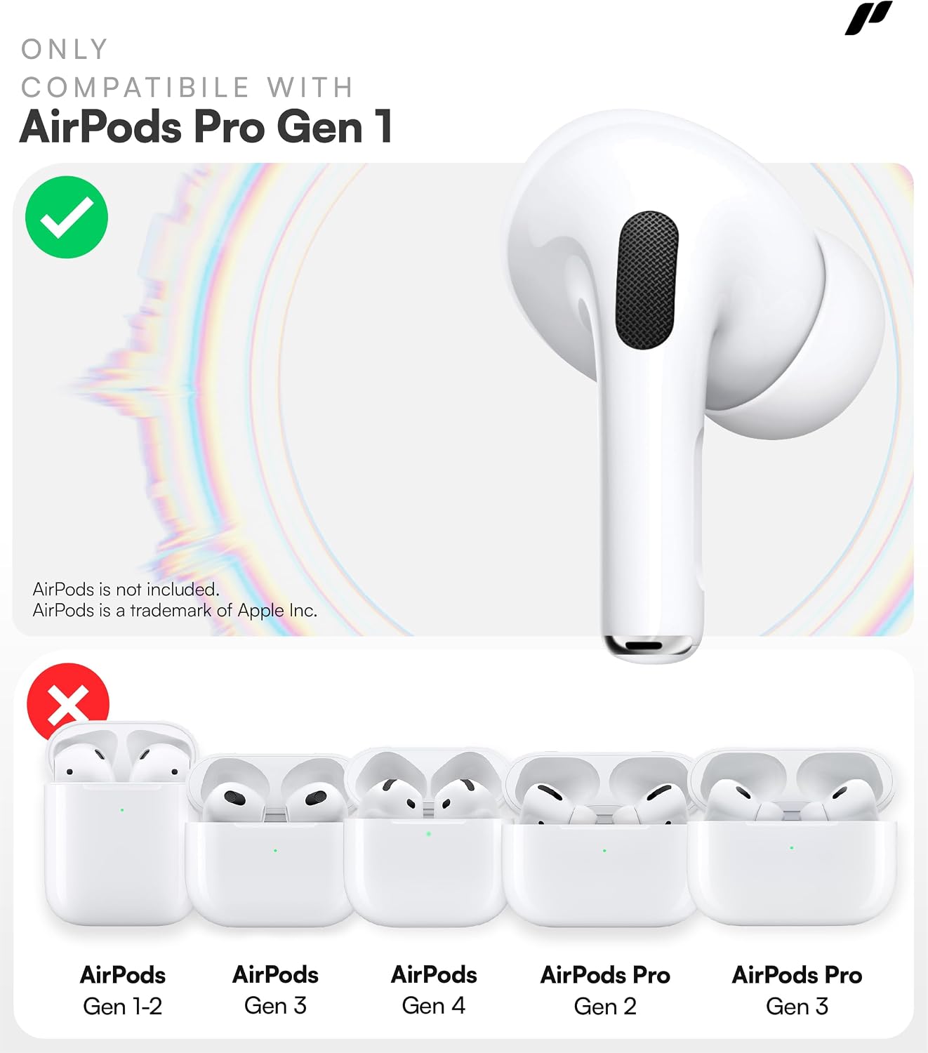 Proof Labs 3 Pairs for AirPods Pro 1st Gen Ear Hooks Covers [Added Storage Pouch] Anti Slip Ear Tips Accessories Compatible with Apple AirPods Pro Generation 1 (White)